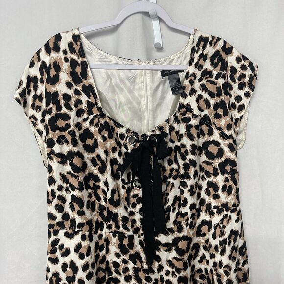 ASHLEY STEWART multicolor animal print empire waist midi a-line dress 14 - Picture 2 of 9